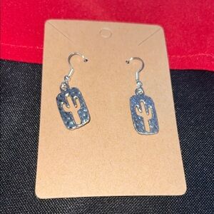 Cactus Dangle Earrings, silver color, NWT